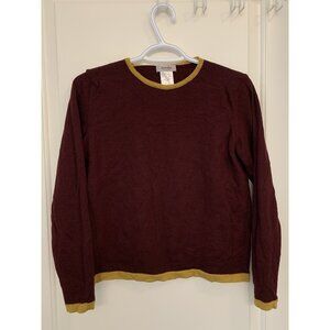Bartolini Merino Wool Sweater Kids XL Made In Italy Burgundy Wine Red Mustard